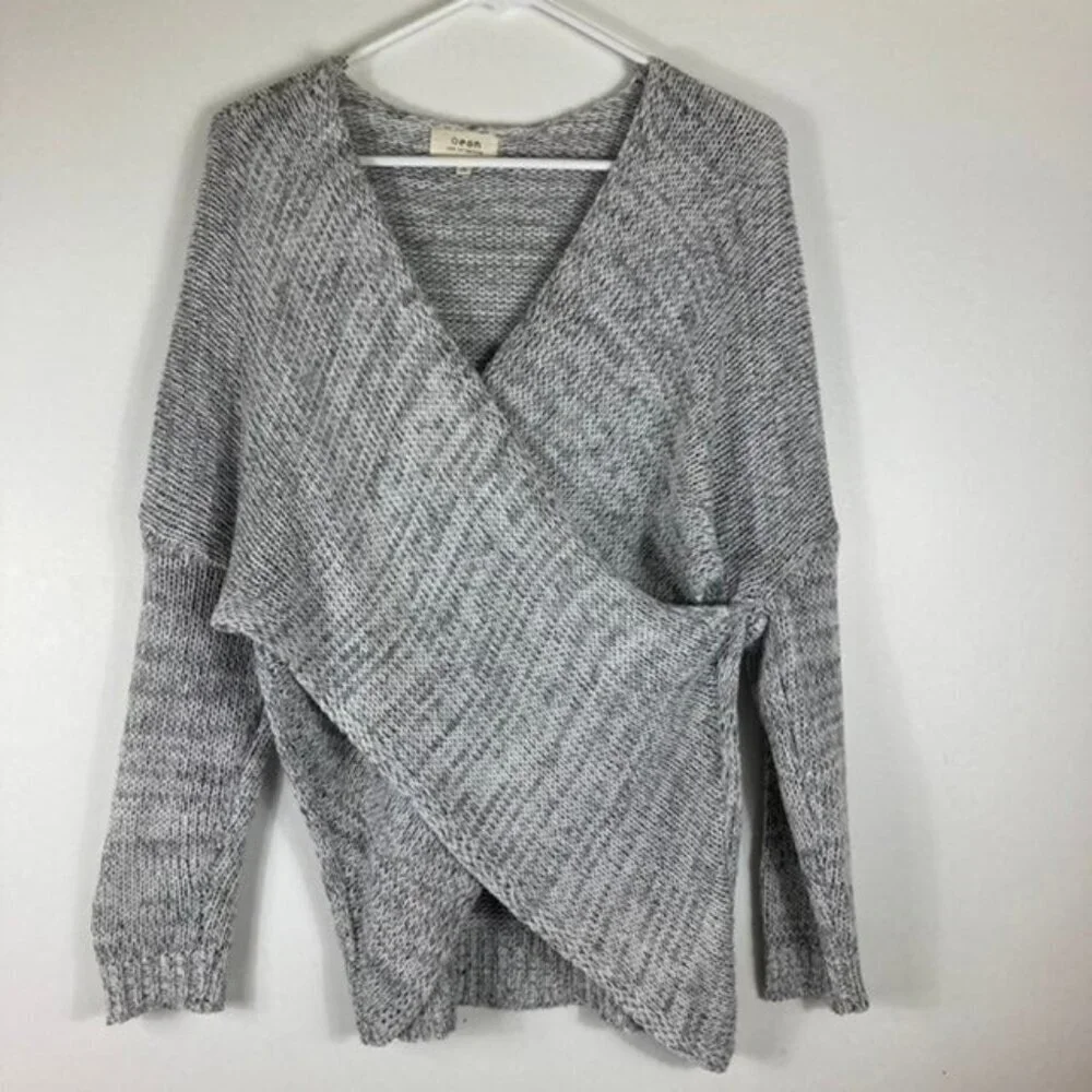 Womens Aeon Hayden Cross Over Sweater Gray M